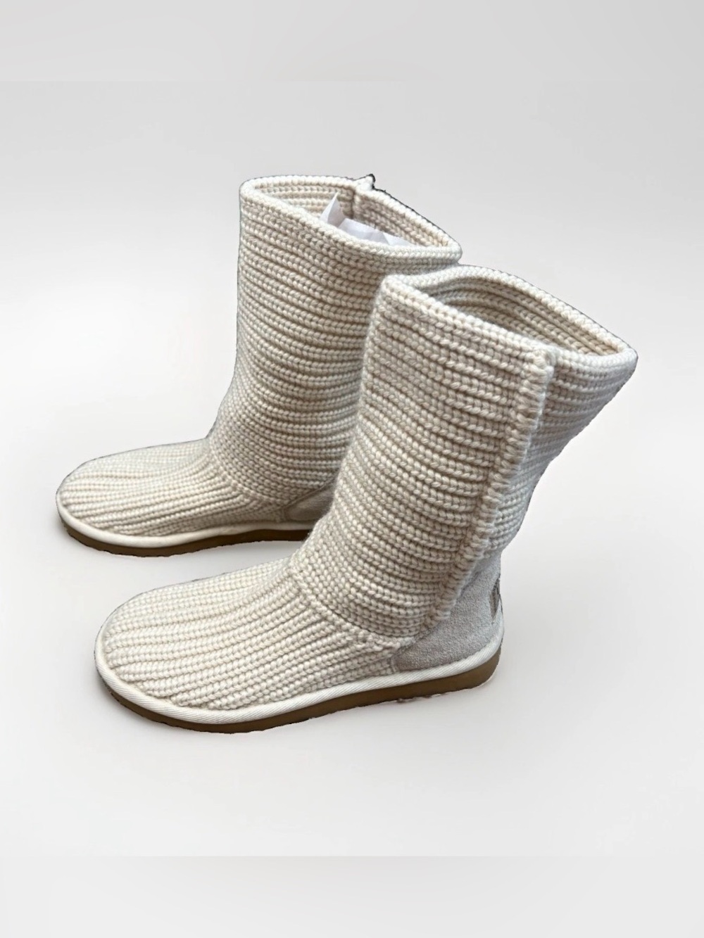 UGG Australia Classic Crochet Knit Boots Off White Sweater Slouch Mid Calf